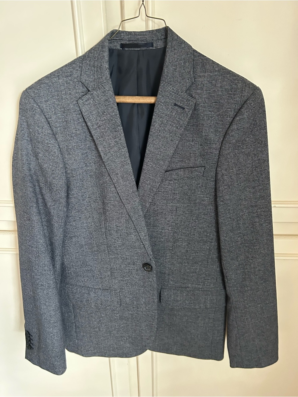 Men's Gray Textured Blazer - Classic Single-Breasted Jacket